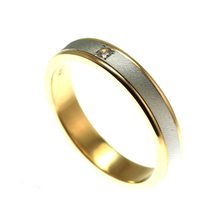 結婚指輪 マリッジリング プラチナ ゴールド ダイヤ コンビリング PT900 K18 18金 ペアリング 用 Marriage ring ペア リング 用 18k 鍛造 平打ち ダイヤモンドの画像