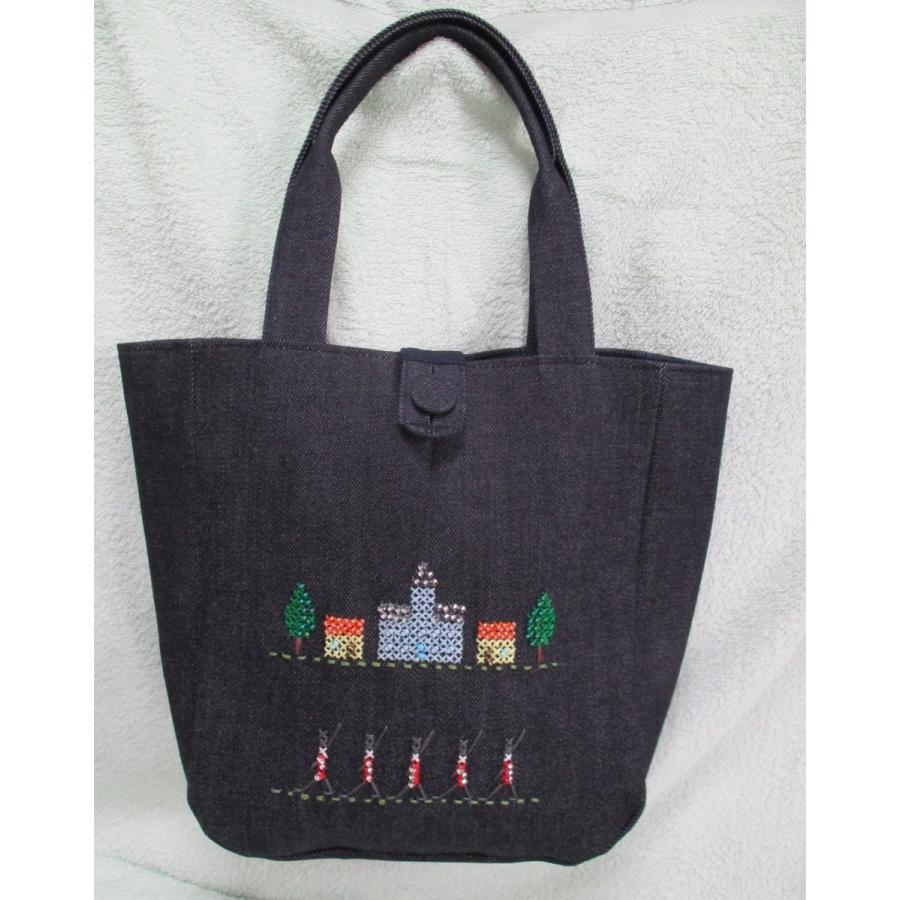 トートバッグデニム豪華ビーズ刺繍 手作り一点物クロスステッチ お家 142 京と 通販 Yahoo ショッピング