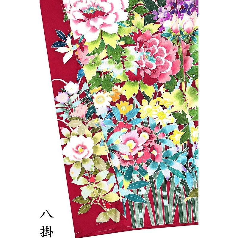 振袖 仕立無料 人間国宝木村雨山画 振布付 特撰手描き手刺繍創作振袖 独創の美四季花工芸図 落款入り ハイクオリティ 人間国宝木村雨山 画