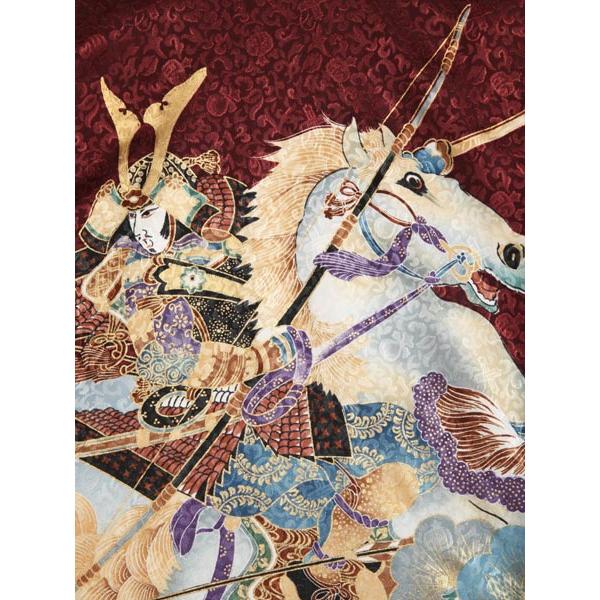 お宮参り レンタル着物 産着 男の子初着 B57 赤茶色地 騎馬の画像