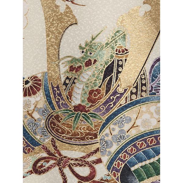 お宮参り レンタル着物 産着 男の子初着 B94 紺地 富士に鷹兜の画像
