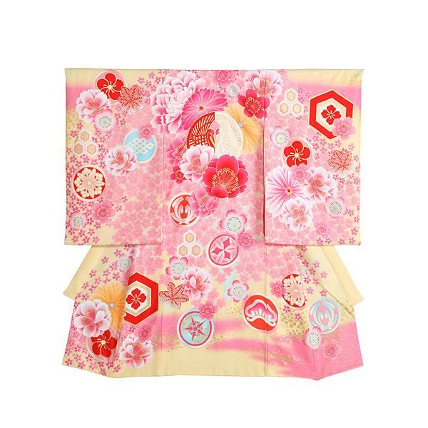お宮参り レンタル着物 産着 女の子初着 G41 ブランド JAPAN STYLE 薄黄色地の画像