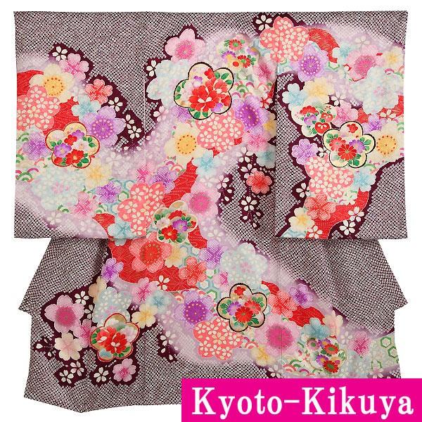お宮参り レンタル着物 産着 女の子初着 G49 紫絞り柄 花