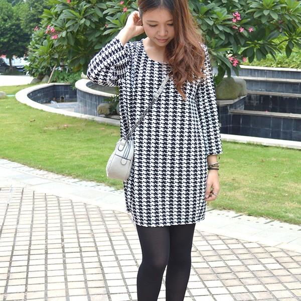 jo0001 千鳥柄のストレッチ素材長袖チュニックス : RALPHSTREAM - 通販