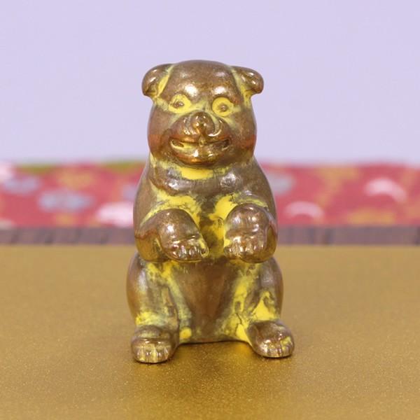 干支 置物（黄銅製）戌・仔犬・子犬・いぬ チンチン : 京都工芸舎