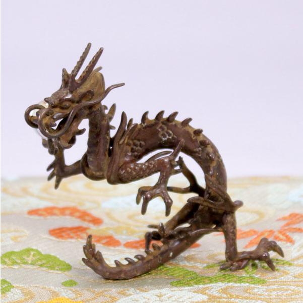 置物 干支（黄銅製）辰・龍 雲龍・うんりゅう 中 火炎付 : 京都工芸舎