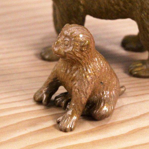 置物 干支（黄銅製）申・猿・さる・サル 子猿 座 手揃 : 京都工芸舎
