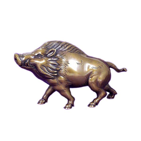 置物 干支 (黄銅製) 亥 猪 いのしし 雄姿 山吹色 : 京都工芸舎