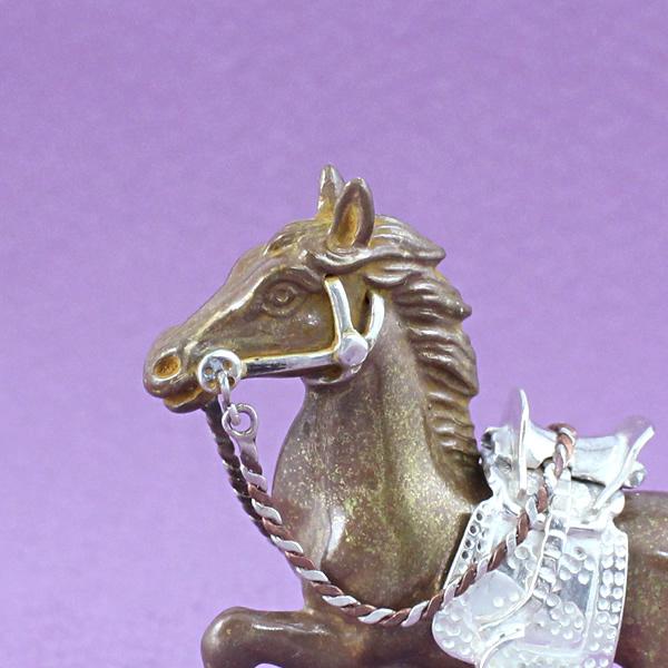 置物 干支（黄銅製・銀製）午・馬・うま 爽快馬 現品限り : 京都工芸舎