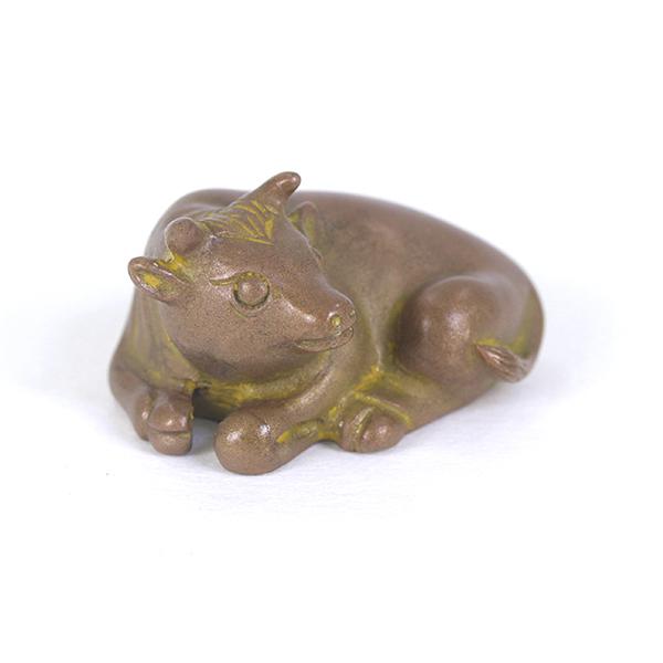 置物 干支 (黄銅製) 丑・牛・うし 座牛 丸 小 : 京都工芸舎 Yahoo!店