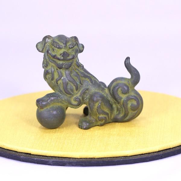 銅細工 獅子 一対 書道具 文房具 置物 工芸品 装飾品 美術品 九谷焼 九谷
