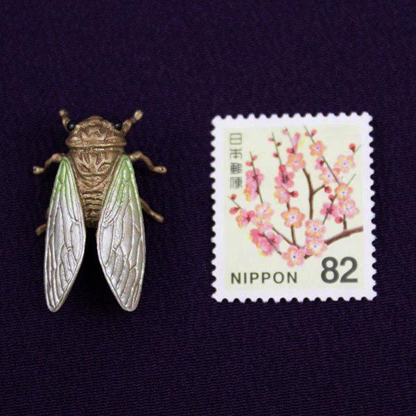 タックピン・ラベルピン・ブローチ（黄銅製）蝉・蜩 せみ・ひぐらし