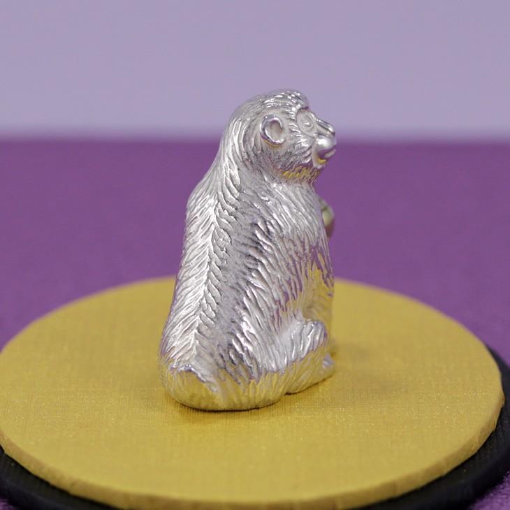 置物 干支（銀製）申・猿・さる・サル 宝珠猿