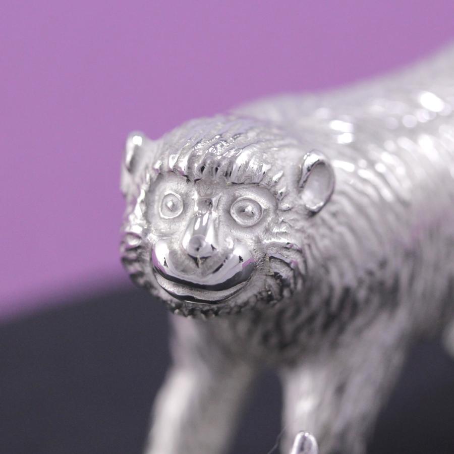 置物 干支（銀製）申・猿・さる・サル 子猿 立 猿 の 神様