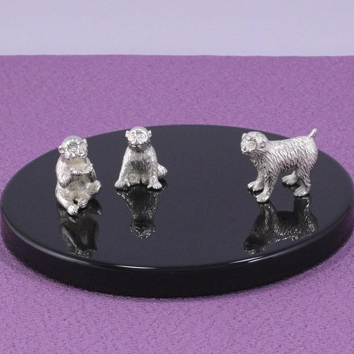 置物 干支（銀製）申・猿・さる・サル 子猿 三匹 : gesr-s5 : 京都工芸 