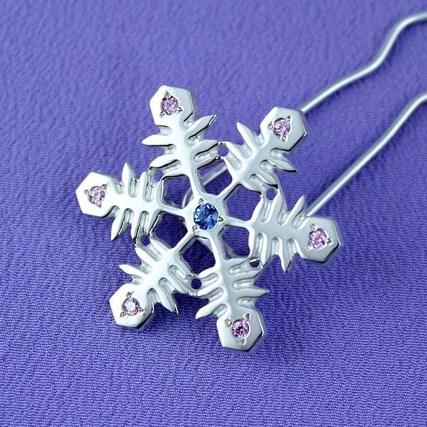 簪・かんざし (銀製) 雪の結晶 雪華・ゆきはな Aキュービック