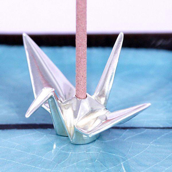 香立（銀製）折り鶴・折りつる・折りツル 中