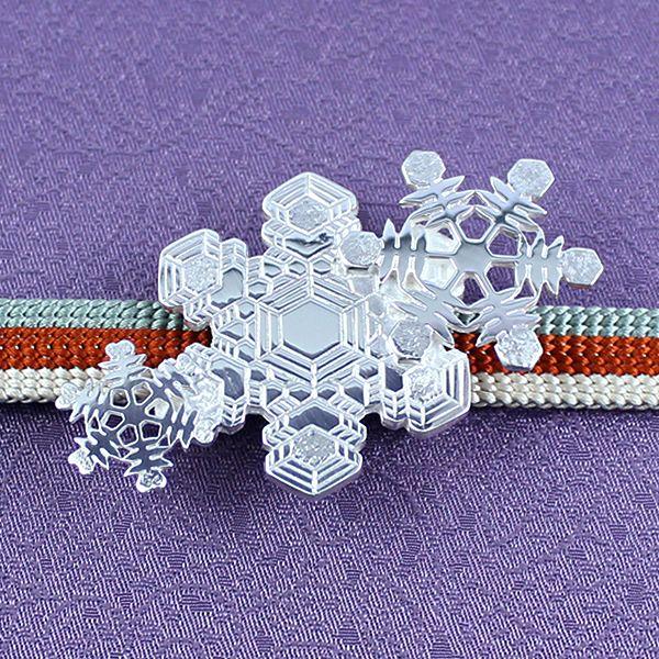 帯留（銀製）雪の結晶 雪華・ゆきはな 三華 Bの画像