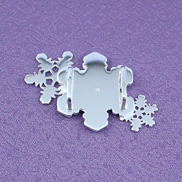 帯留（銀製）雪の結晶 雪華・ゆきはな 三華 Bの画像