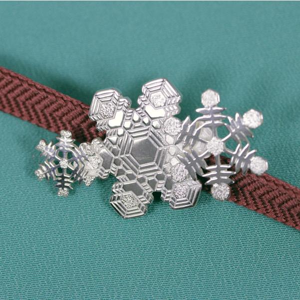 帯留（銀製）雪の結晶 雪華・ゆきはな 三華 Bの画像