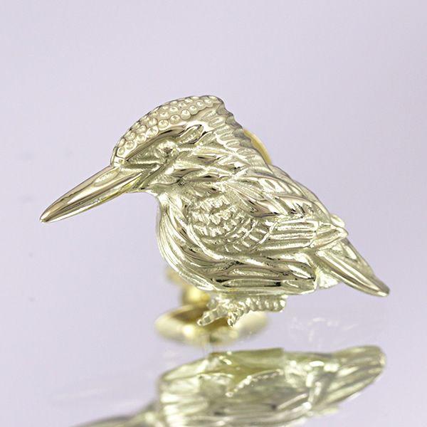 タックピン・ブローチ (１８金製) 翡翠・かわせみ・カワセミ