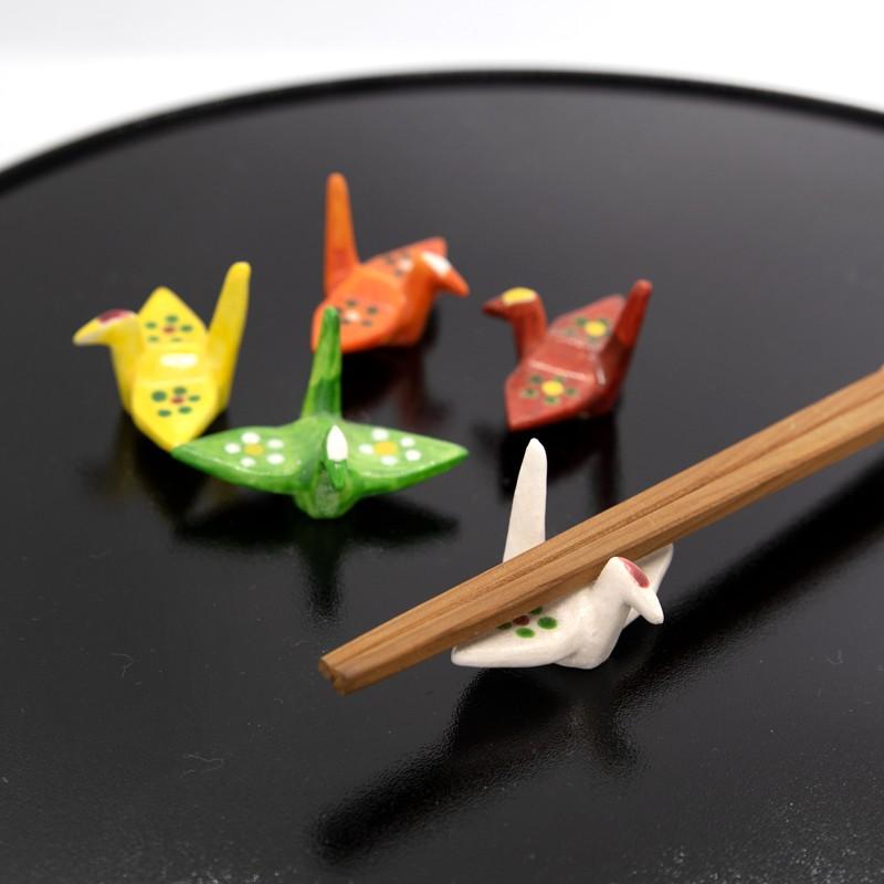 萬古焼 手塩 小皿 小判 楕円 変形 鶴 松 折り紙 銘 木箱 A 未使用】自然葉 手造り 銘皿 10cm角 5枚セット 飛騨高山 銘木