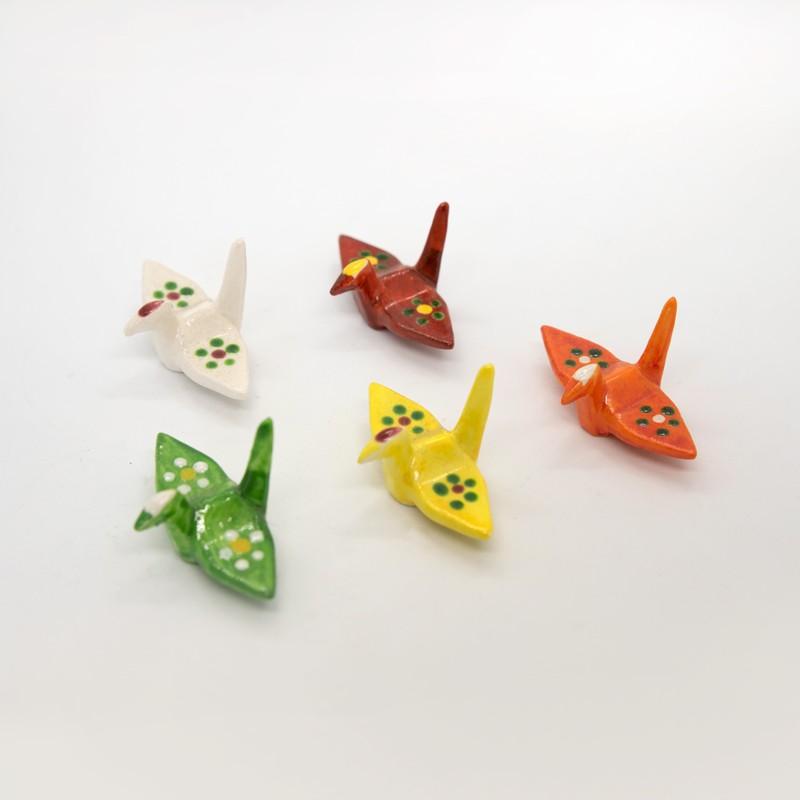 萬古焼 手塩 小皿 小判 楕円 変形 鶴 松 折り紙 銘 木箱 A Origami】Very nice crane box【Audio commentary available