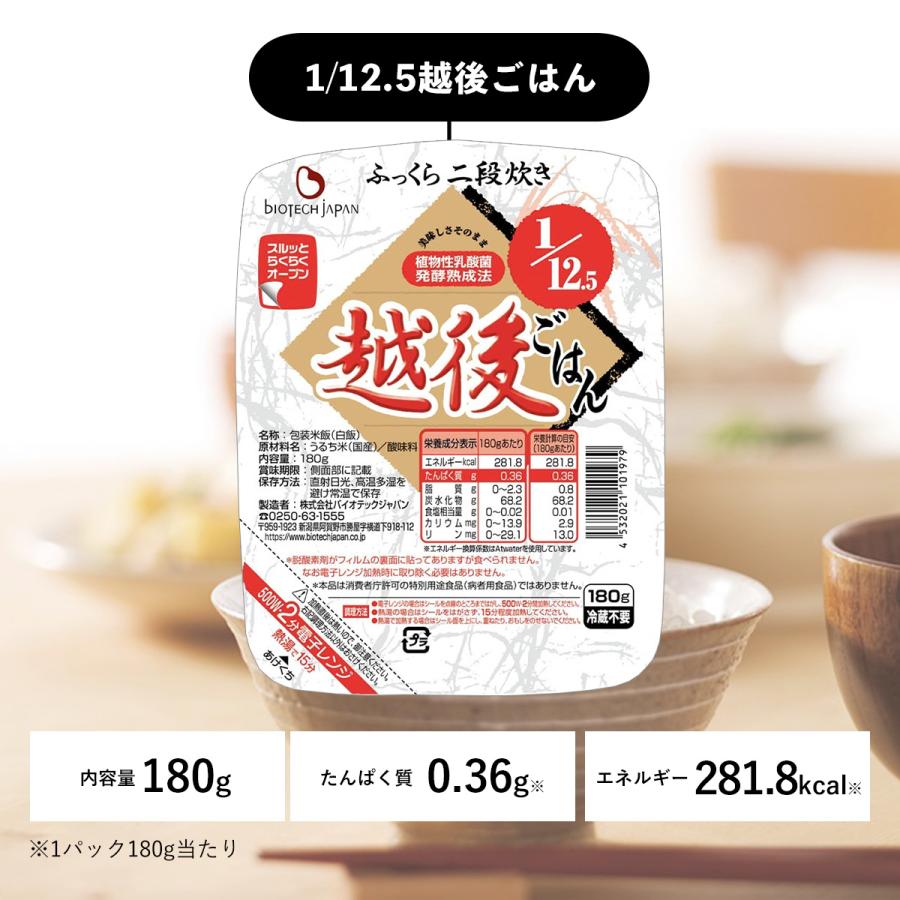低たんぱく米 1/12.5越後ごはん 1ケース(180g×20パック) 腎臓病食 低