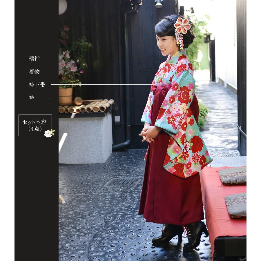 京都瑠璃雛菊 卒業式 袴 小学校 小学生 翡翠(ひすい) はかま きもの