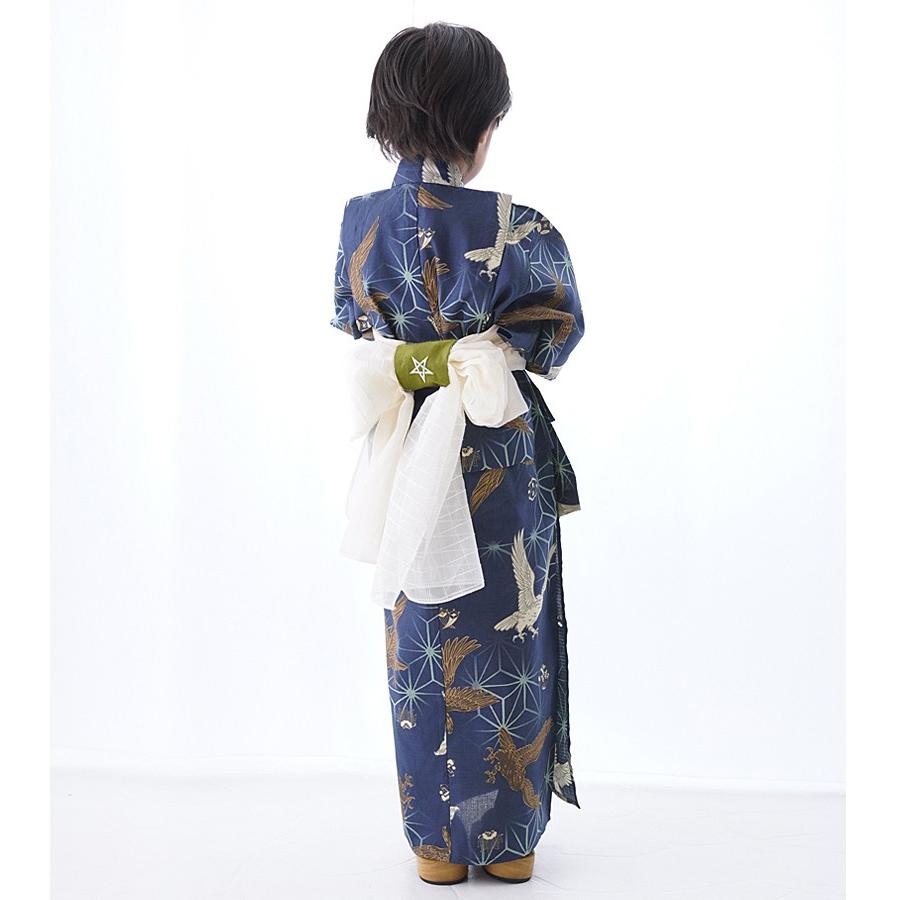 京都瑠璃雛菊 男の子 浴衣 ゆかた 【 浴衣＆帯＆帯飾り 3点セット