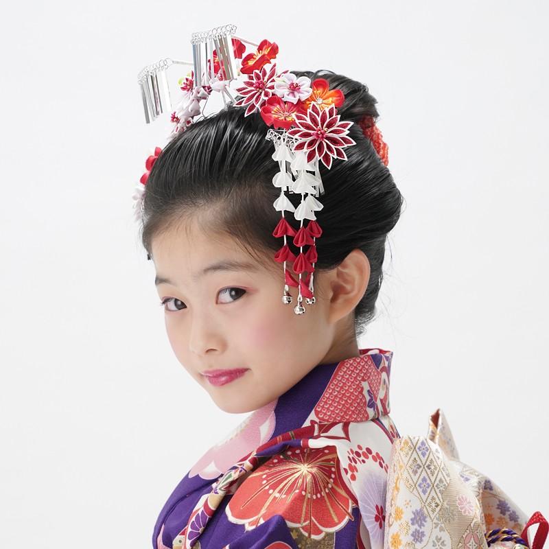 七五三 髪飾り 7歳 七歳 日本髪 3点セット 「菊」 つまみ 女の子 和風 