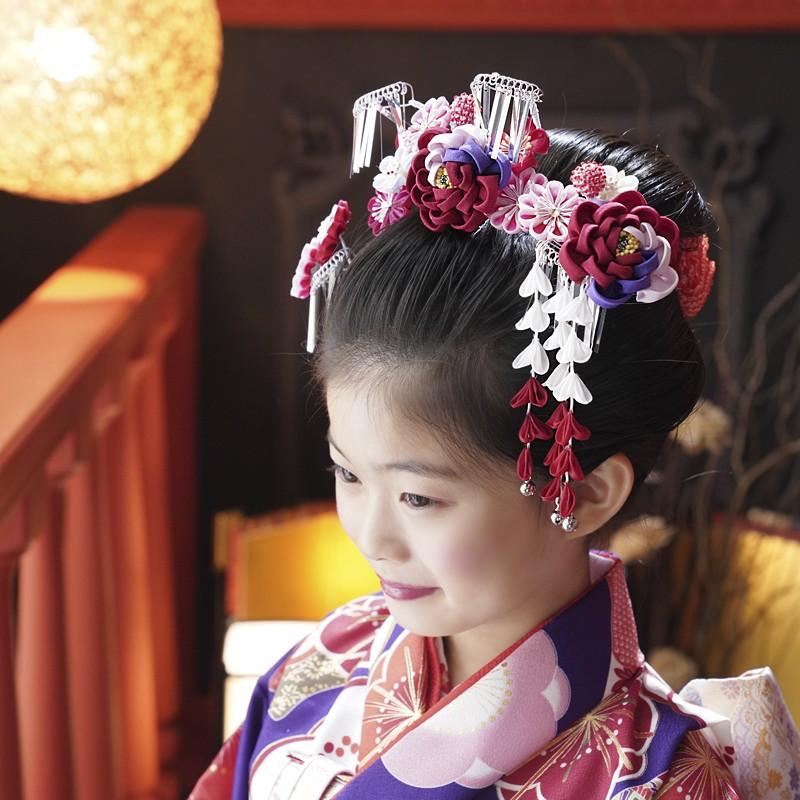 京都瑠璃雛菊 七五三 髪飾り 7歳 七歳 日本髪 3点セット 「牡丹 京都瑠璃雛菊 七五三 髪飾り 7歳 七歳 日本髪 3点セット 「牡丹