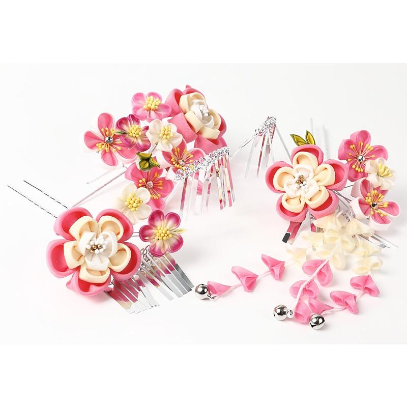 京都瑠璃雛菊 七五三 髪飾り 7歳 七歳 日本髪 3点セット 「桜」 つまみ