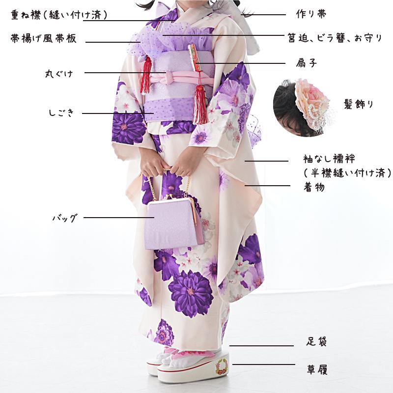 七五三 着物 7歳 フルセット 購入 販売 ダリヤ 四ツ身 女の子 753 薄紫 七才 おしゃれ オシャレ 9943 京都瑠璃雛菊 通販 Yahoo ショッピング