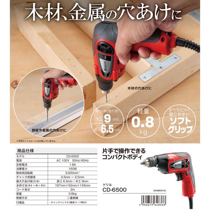 【開封未使用品】RYOBI CD-6500 ドリル Amazon.co.jp: 京セラ(Kyocera) 旧リョービ ドリル CD-6500 鉄工6.5mm