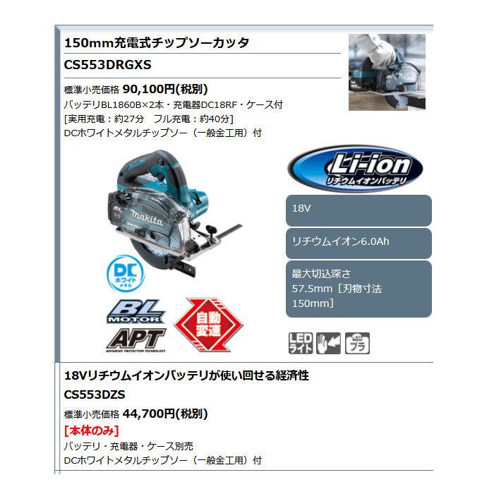 マキタ 18V 充電式チップソーカッタ CS553DZS 150mm 本体のみ(バッテリ・充電器別売)｜kyotoyamamura｜02