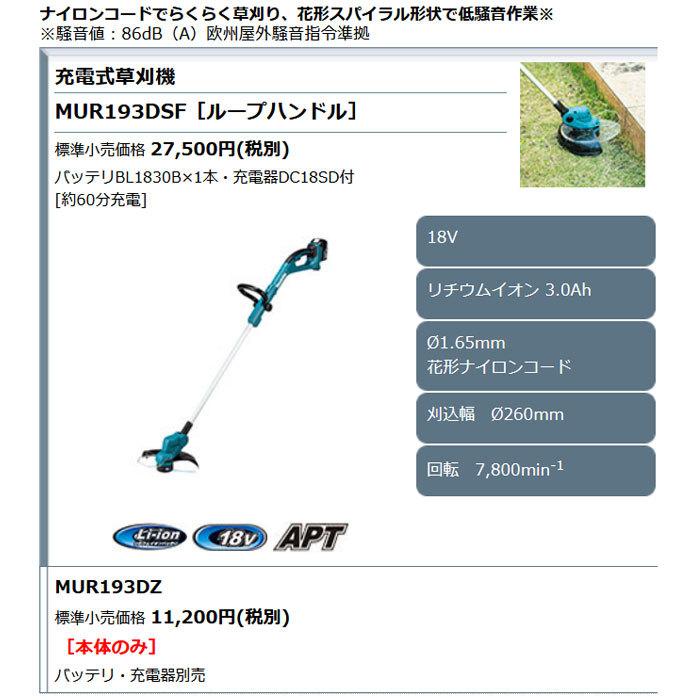 マキタ 充電式草刈機 MUR193DZ ナイロンコードタイプ 18V 本体のみ(バッテリ・充電器別売)｜kyotoyamamura｜10