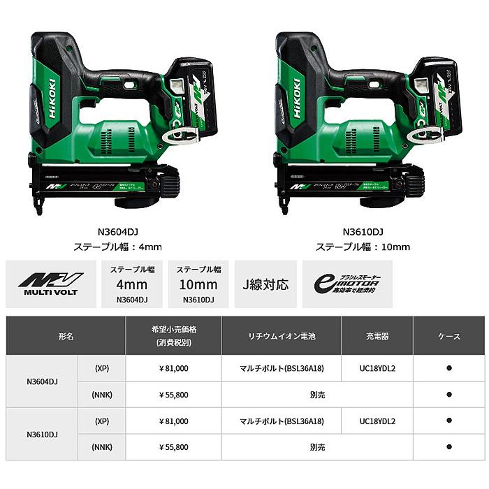 HiKOKI 36V コードレスタッカ N3610DJ(NNK) ステープル幅10mm HiKOKI 36V コードレスタッカ N3610DJ(NNK) ステープル幅10mm
