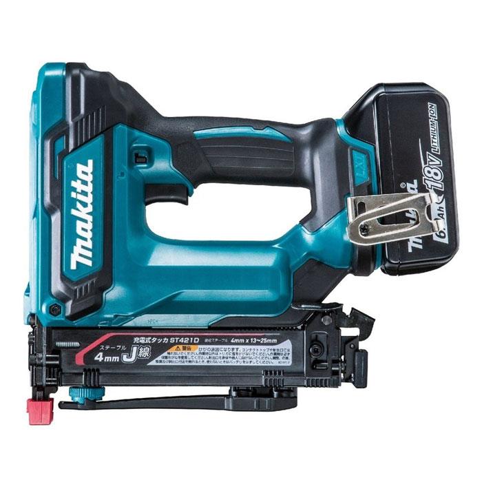 マキタ makita ST421DRG 充電式タッカ 18V ステープル幅J線:4mm×13mm~25mm【市川行徳店】管理番号：IT6GP17NFSOK【店頭取引限定】【未使用】 マキタ（makita） 18V 充電式タッカ ST421DRG J線ステープル専用/4mm