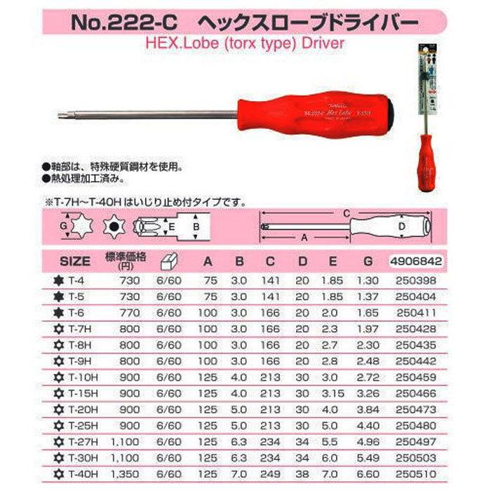 Sanflag No 222 C T 8h ヘックスローブドライバー ヤマムラ本店 通販 Paypayモール