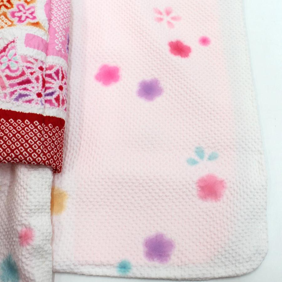 七五三 被布セット 3歳用 三歳 女の子 白 ピンク かわいい 絞り風 古典柄 着物 小物 フルセット