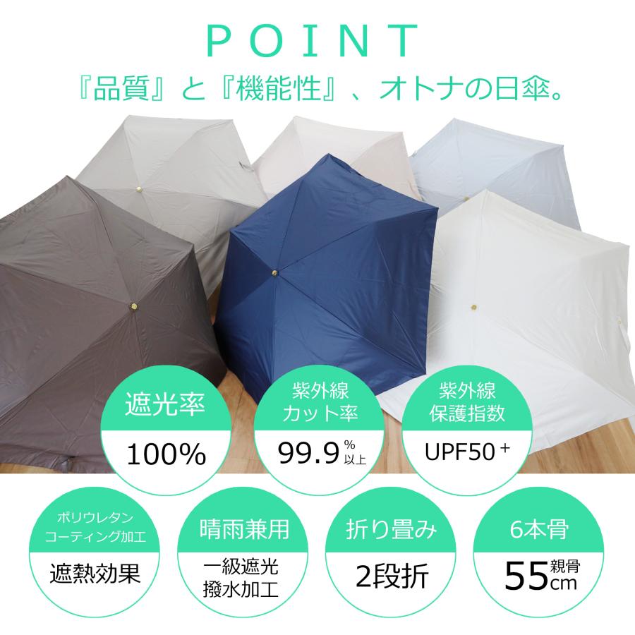日傘 折りたたみ 完全遮光 晴雨兼用 レディース UVカット99.9％ 2段式