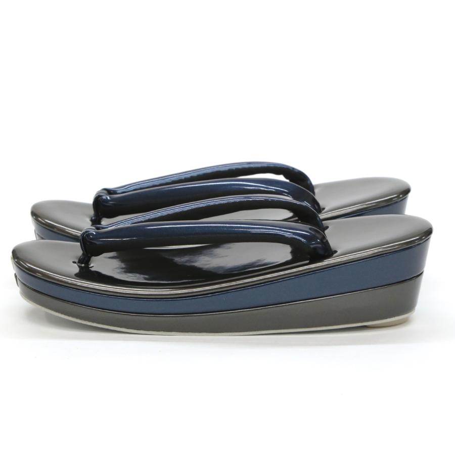 振袖用 草履 バッグ セット ネイビー 紺 青 ブルー ダークグレー 無地