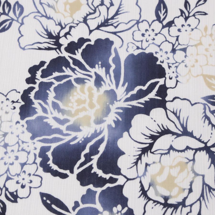 浴衣 反物 本染 旧制高等学校 校歌柄 白に濃紺 アンティーク着物 B-0918 浴衣 反物 レディース 耳あり 耳付き ゆかた 生地 女性用 浜松