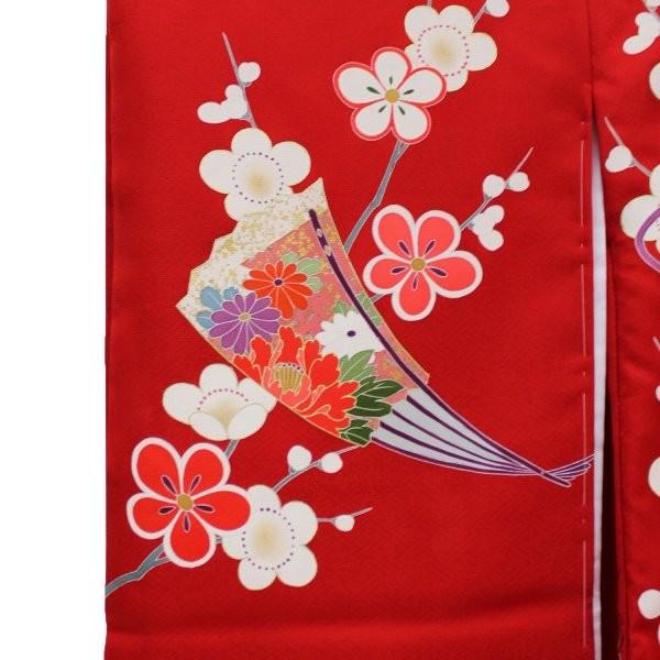 お宮参り 着物 女の子 赤ちゃん 産着 初着 祝い着 赤 綸子生地 鈴 梅