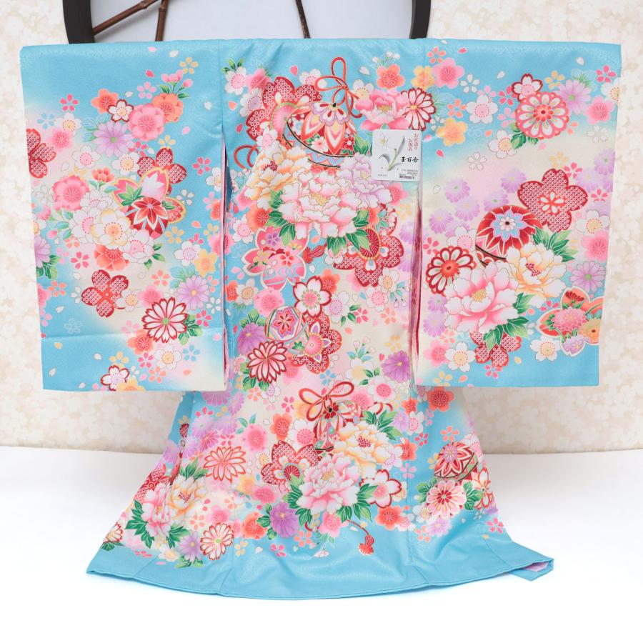 七五三 産着 着物 ピンク 花柄 襦袢付き (七五三POINT10倍10/2迄