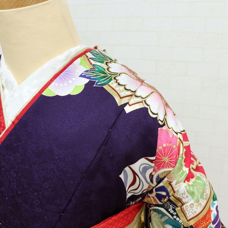 新品 振袖 フルセット 販売 正絹 紫 高級 着物 吉祥 松竹梅 牡丹