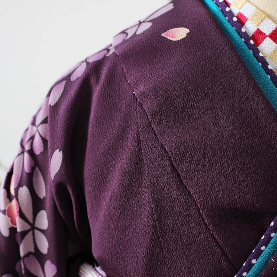 振袖 正絹 格安 新品 仮絵羽 生地 単品 未仕立て品 紫 桜 パープル