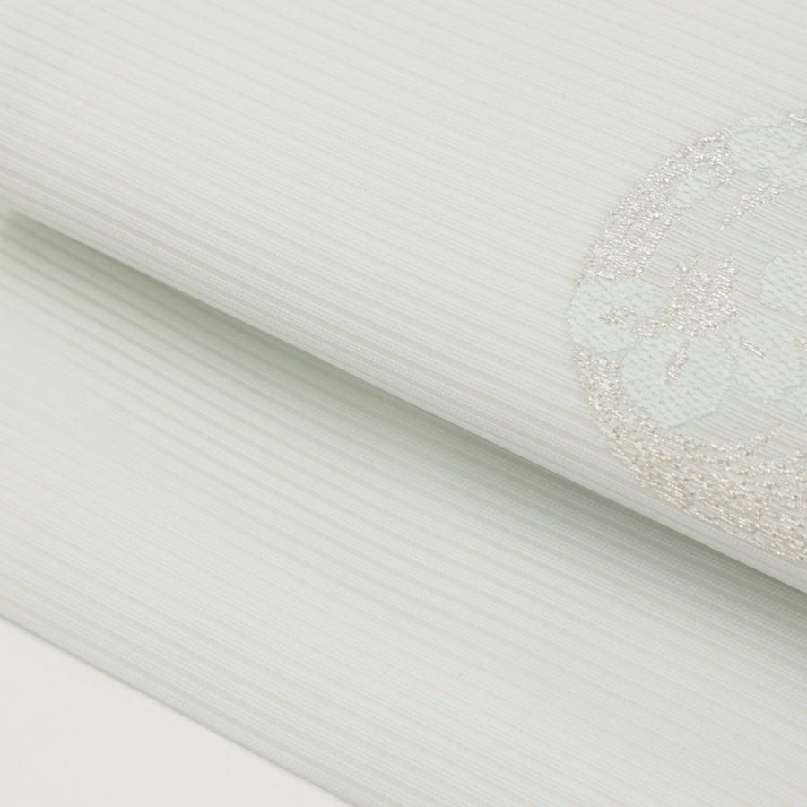 ミミコ お仕立て込み   新品未仕立て 夏帯 花丸文様 名古屋帯 正絹 夏 単衣 未使用 仕立て済み 薄水色 花丸紋 夏帯 セミ