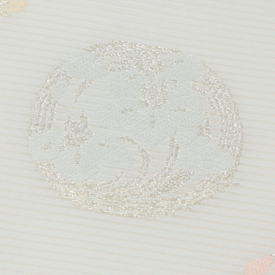 ミミコ お仕立て込み   新品未仕立て 夏帯 花丸文様 名古屋帯 正絹 夏 単衣 未使用 仕立て済み 薄水色 花丸紋 夏帯 セミ
